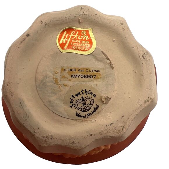 Vtg 1989 Lefton Halloween Scarecrow Ceramic Candle Holder Head Vase Fall Autumn - Picture 9 of 16